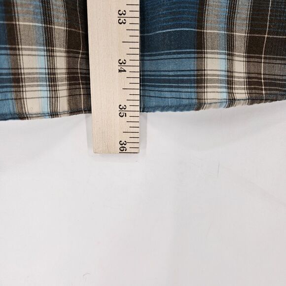 Ely Cattleman Shirt Mens 3X Blue Black Plaid Western Rodeo Big Man Short Sleeve - Picture 5 of 9